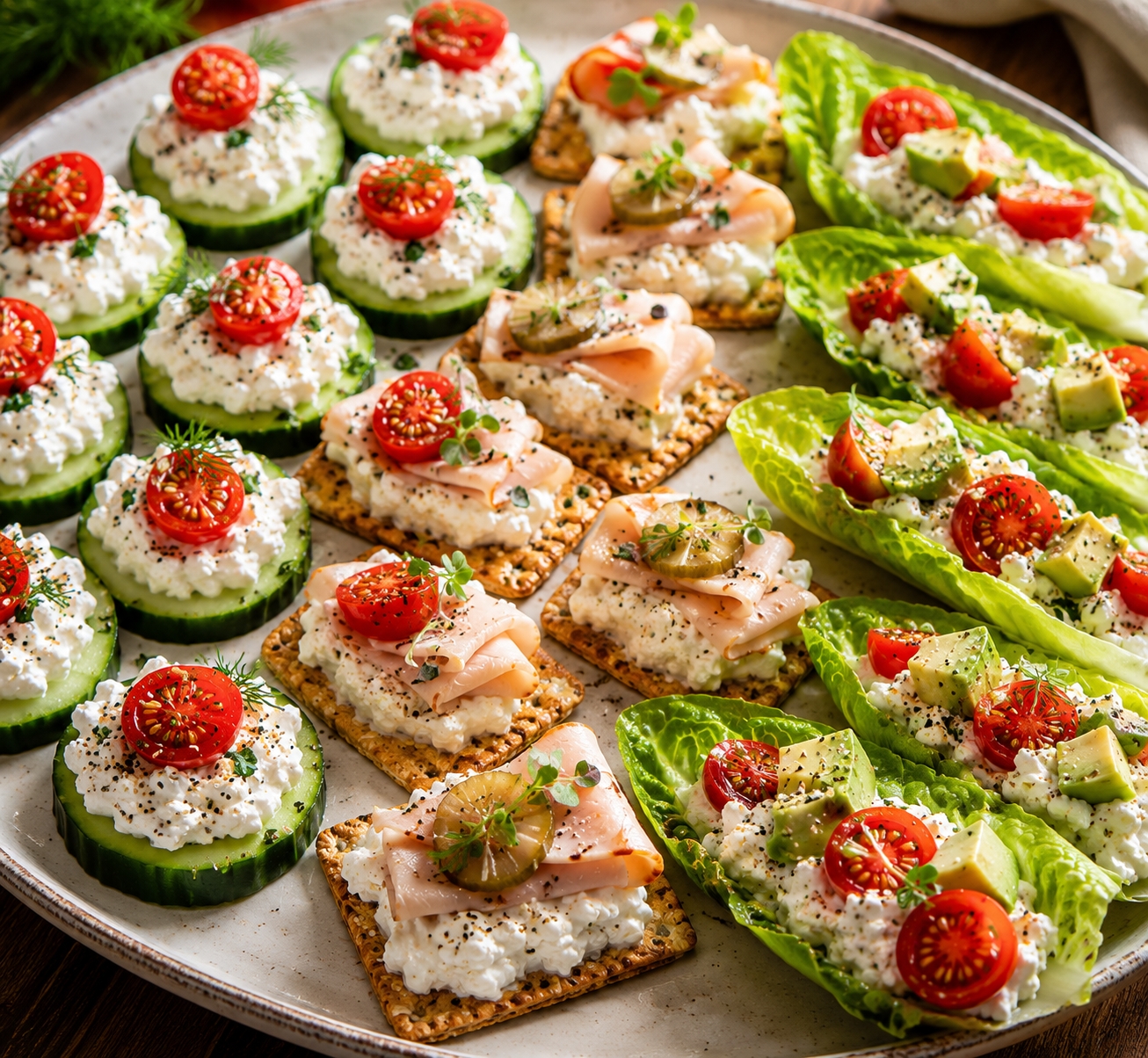 15-Minute Party Snack Platters Turkey Cottage Cheese Bites