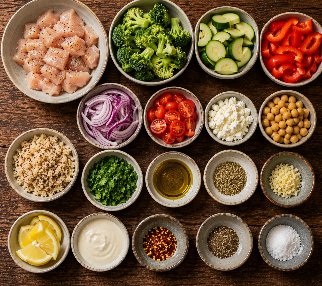 20-Minute Roasted Vegetable Bowls Chicken Feta Protein