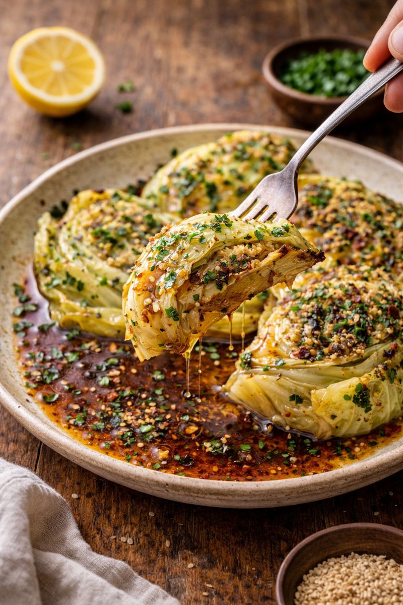 Blistered Cabbage Steaks