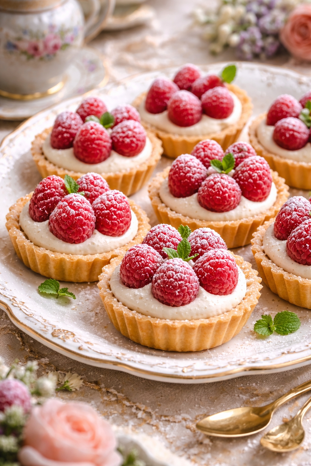Bridgerton Tea Party Raspberry Cream Tartlets