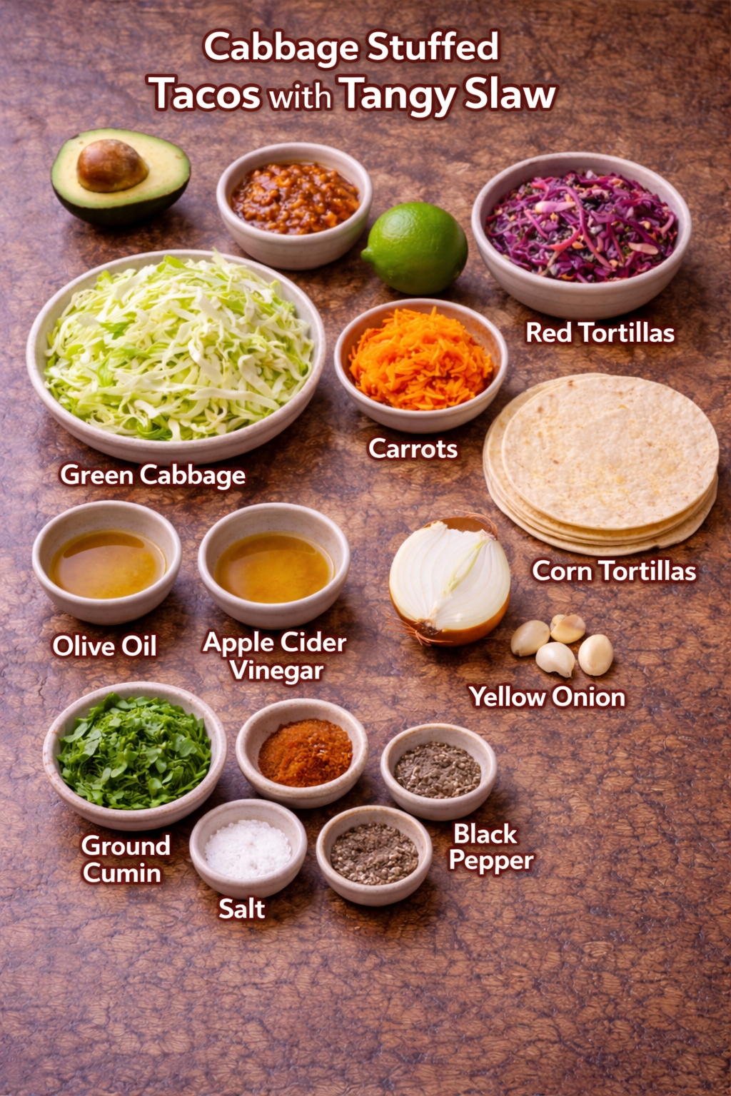 Cabbage Stuffed Tacos with Tangy Slaw