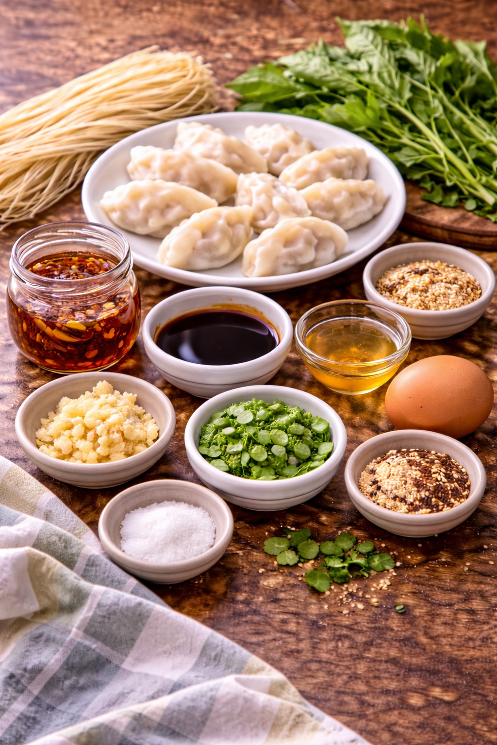 Chili Oil Dumpling Noodle Bowl