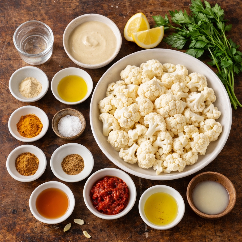 Golden Harissa Roasted Cauliflower with Tahini