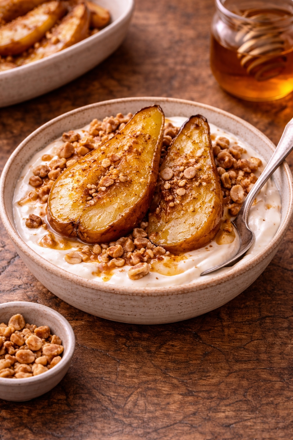 Honey Cinnamon Roasted Pears with Yogurt