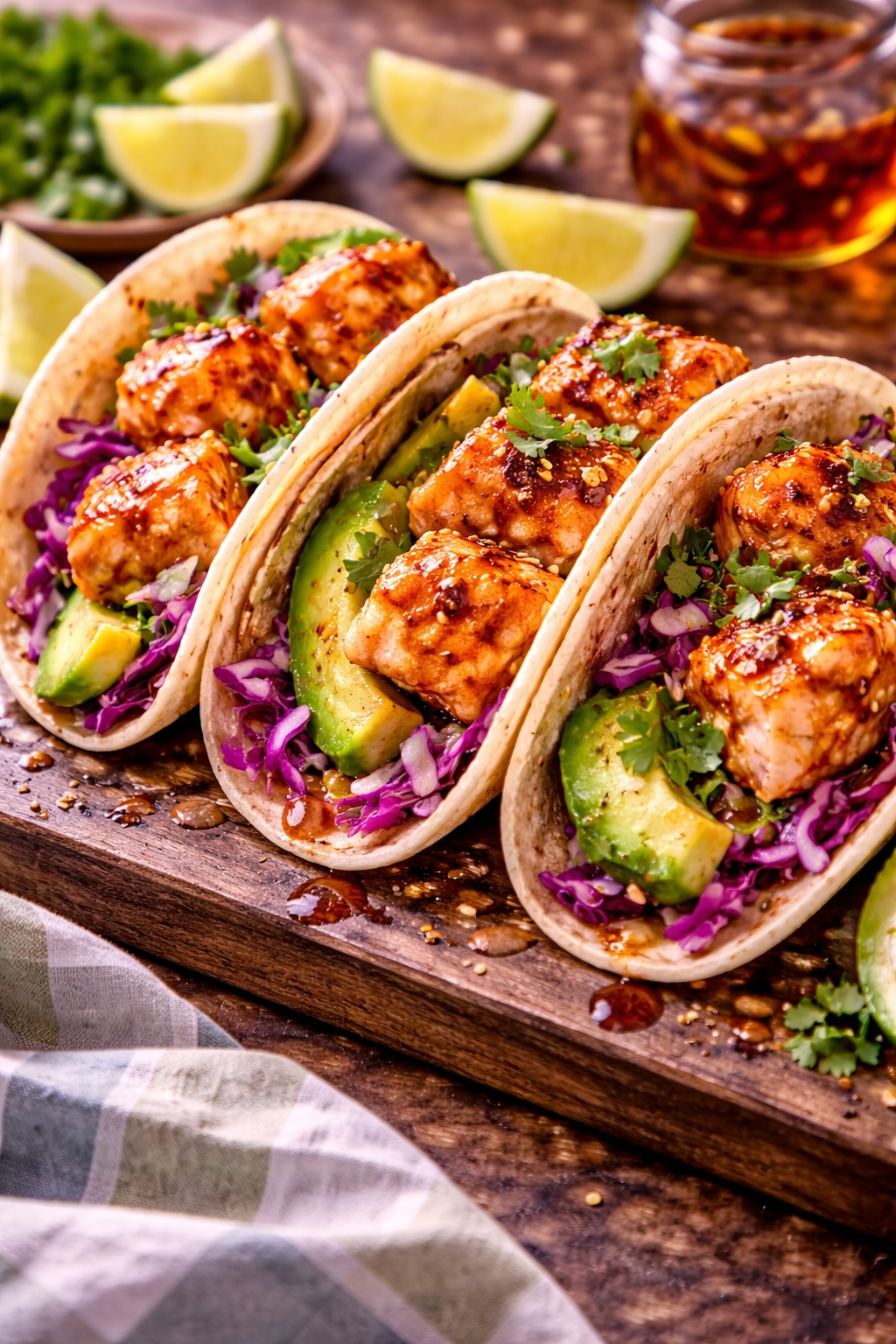 Hot Honey Salmon Tacos