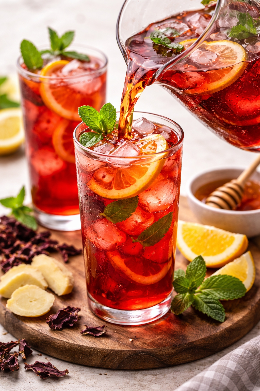 Iced Hibiscus Ginger Tea