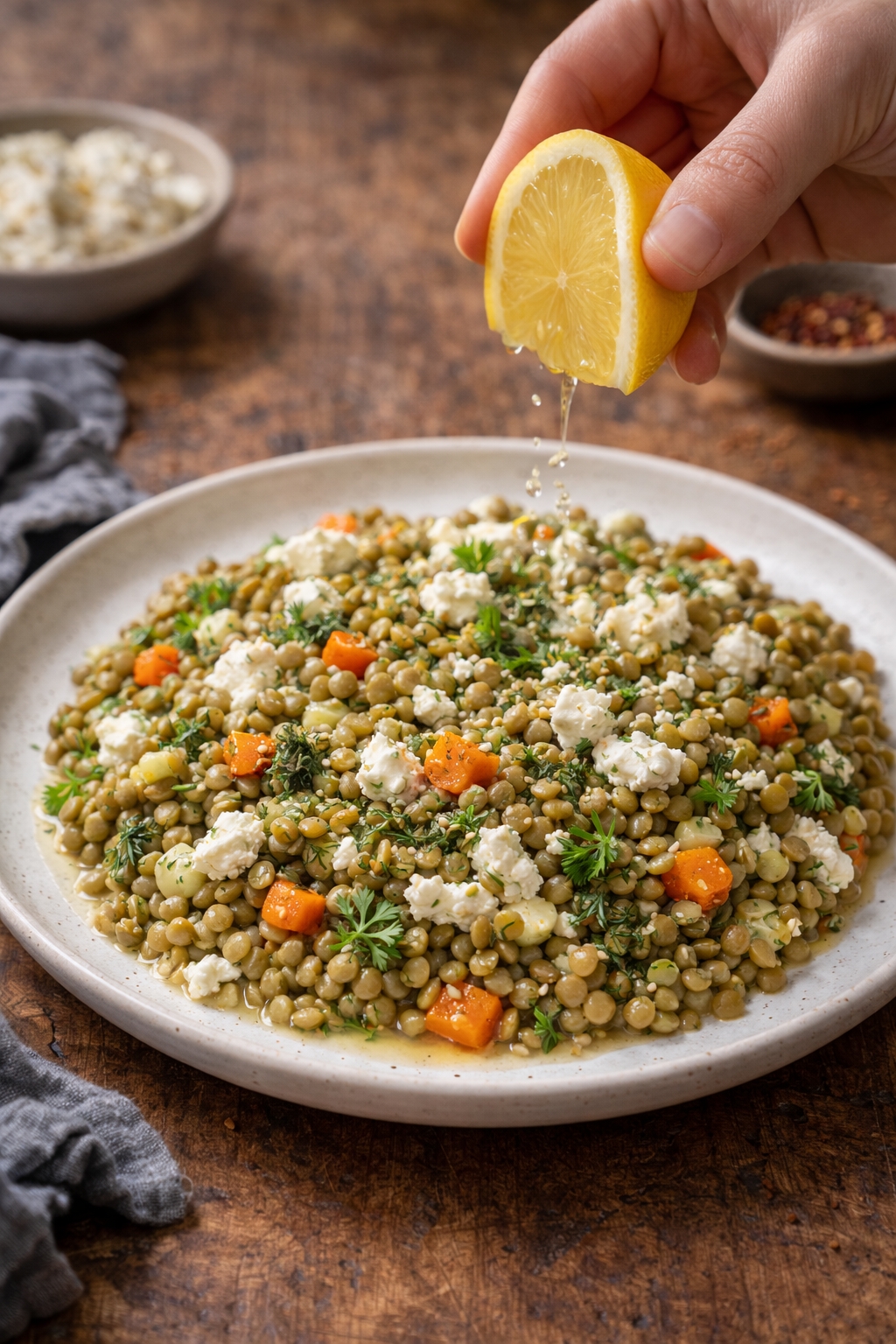 Lemony Lentil Feta Bowl