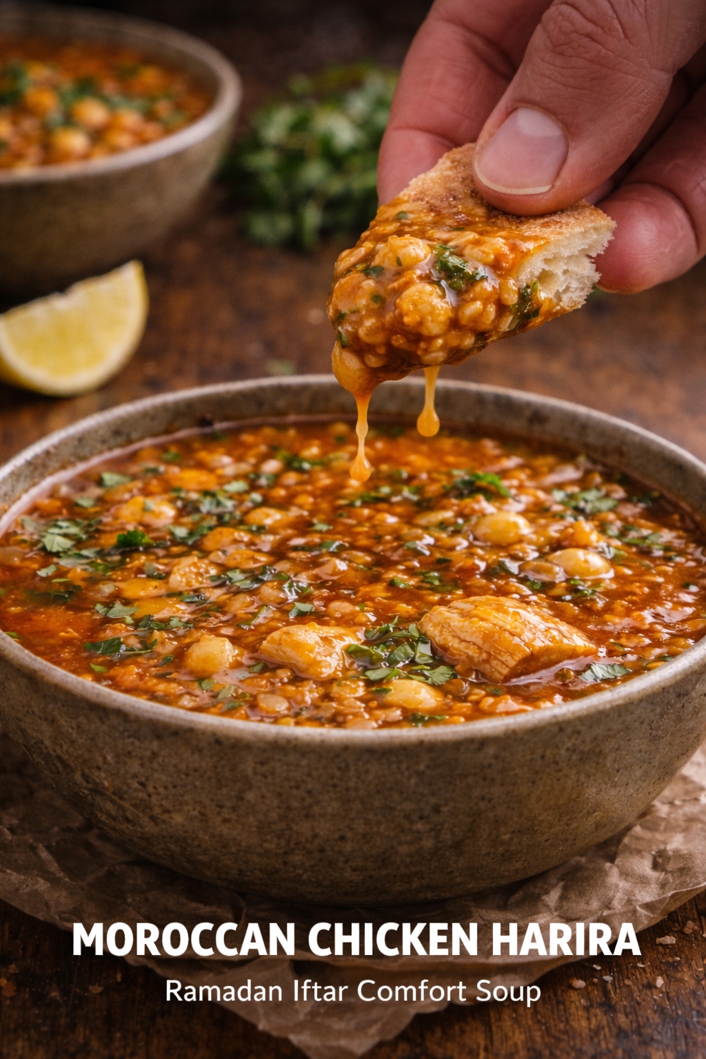 Moroccan Chicken Harira (Ramadan Iftar Comfort Soup)