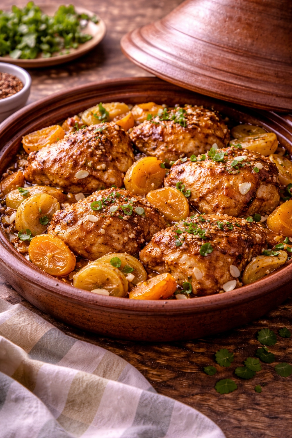 Moroccan Swicy Chicken Tagine with Apricots
