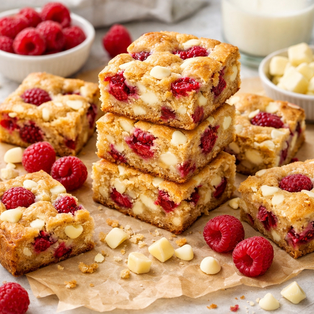 Raspberry White Chocolate Blondies