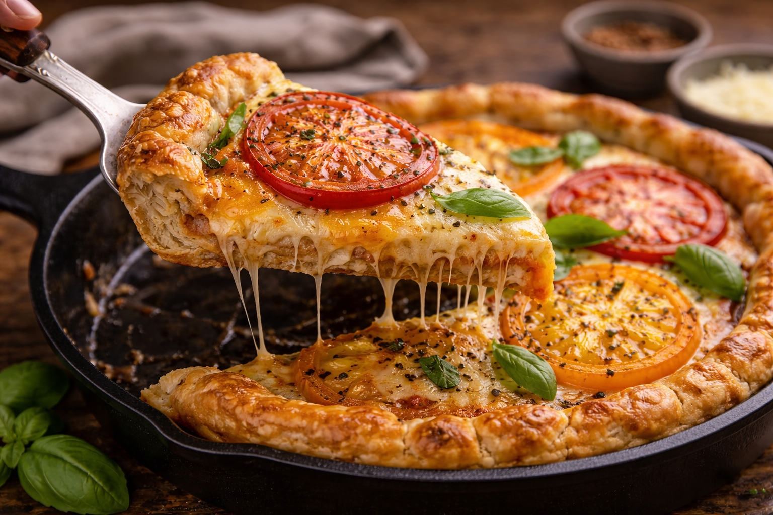 Rustic Tomato & Cheese Skillet Pie