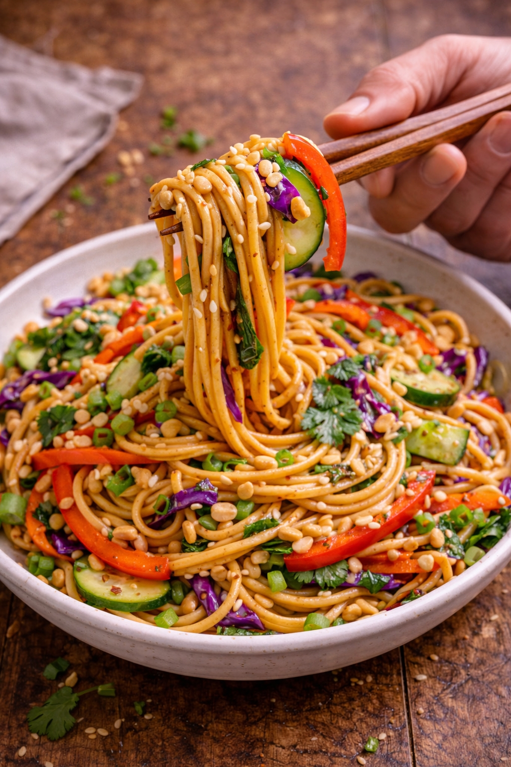 Sesame Noodles with Crunchy Vegetables