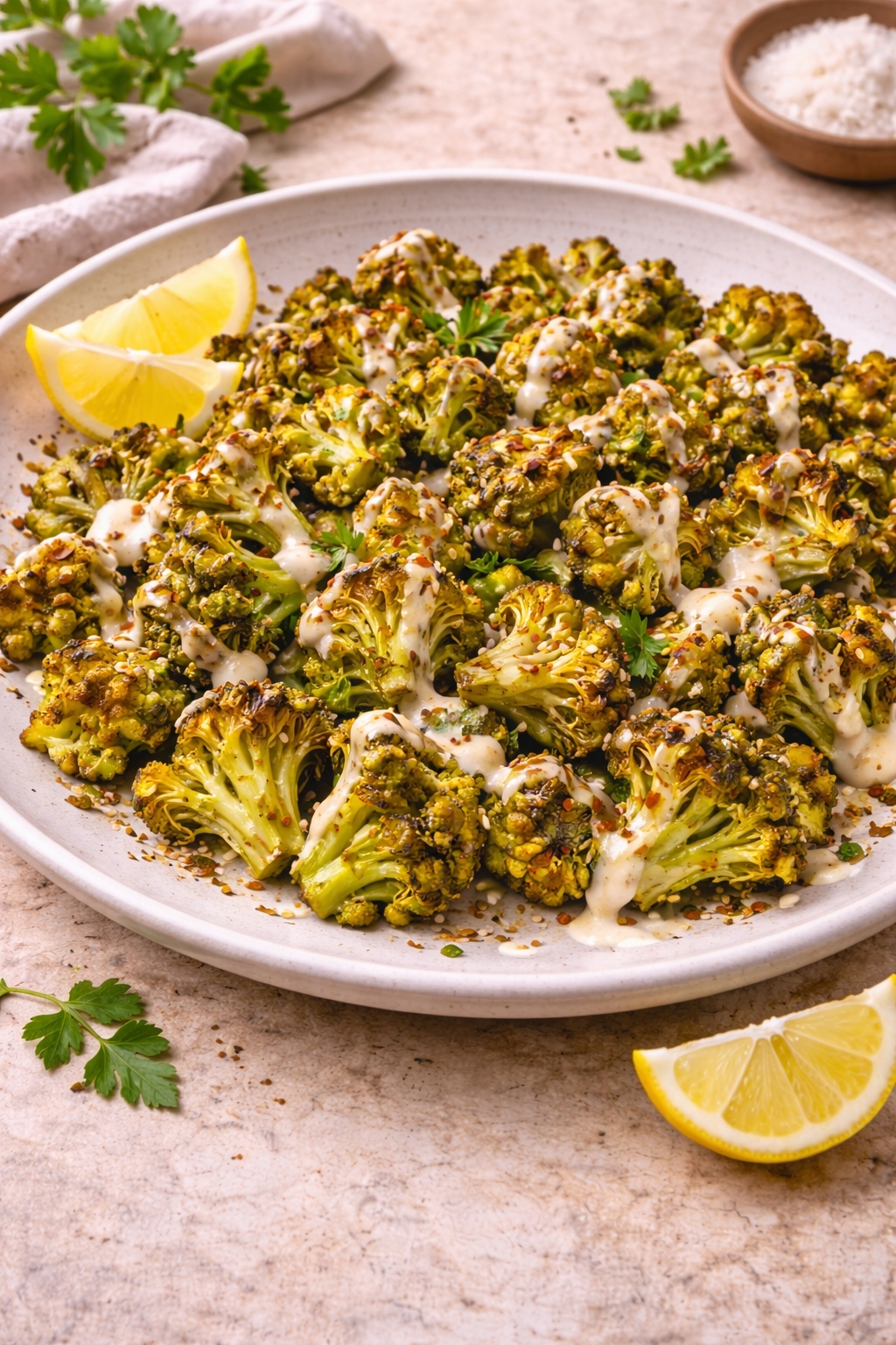 Smoky Roasted Romanesco with Lemon Tahini