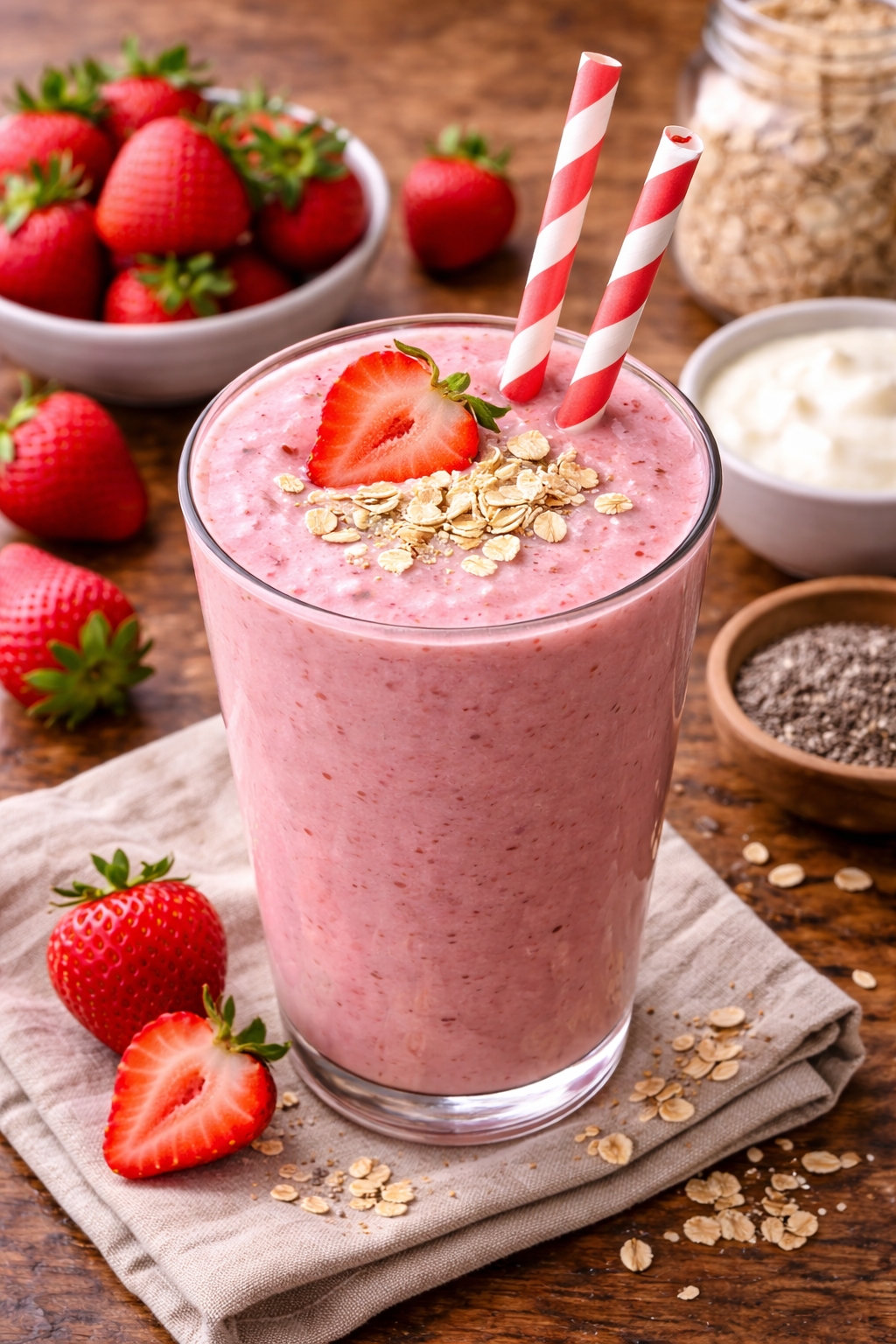 Strawberry Oat Breakfast Smoothie