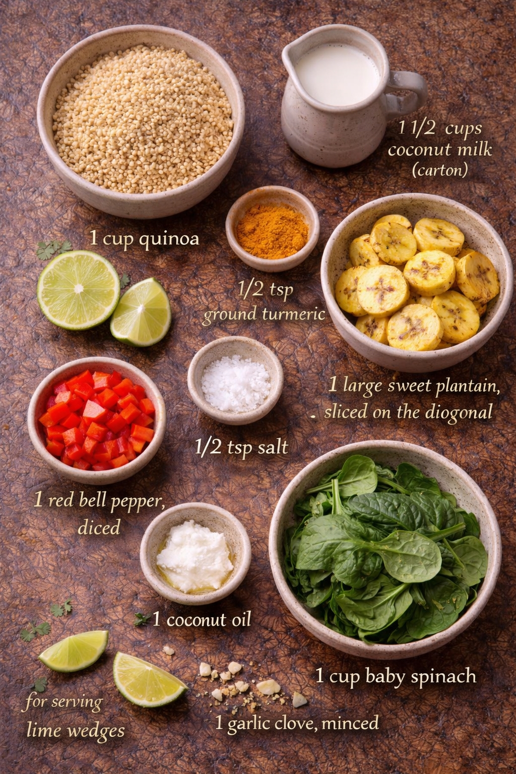 Turmeric Coconut Quinoa Bowl with Roasted Sweet Plantains