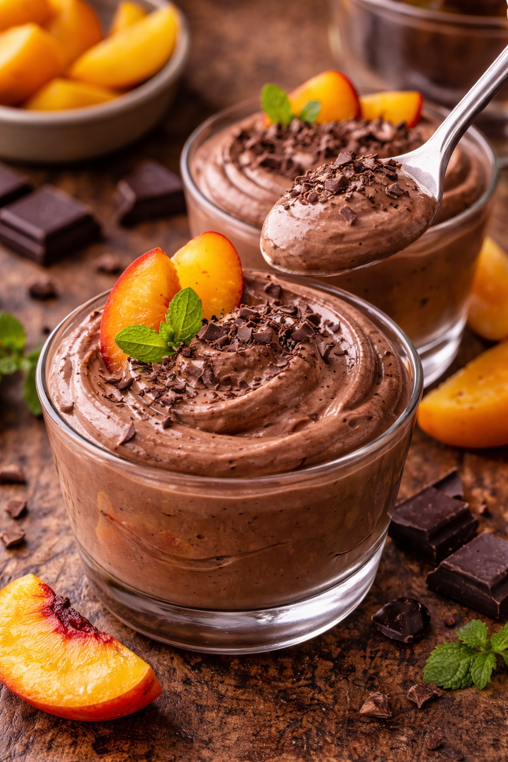 2-Ingredient Peach Chocolate Mousse