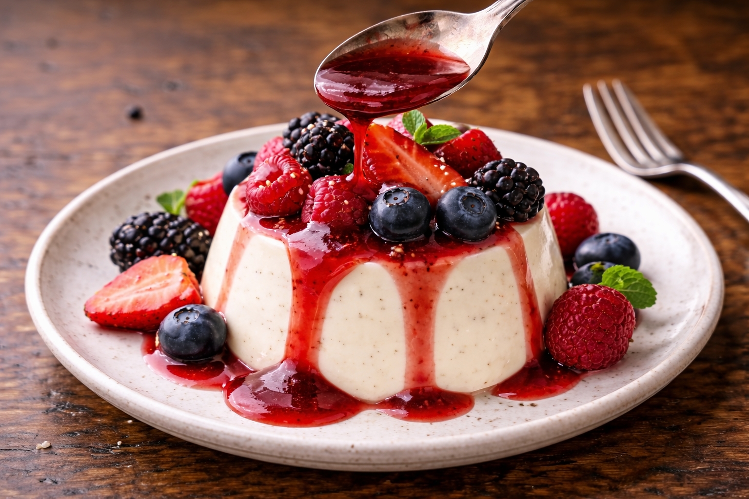 Vanilla Bean Panna Cotta with Berries