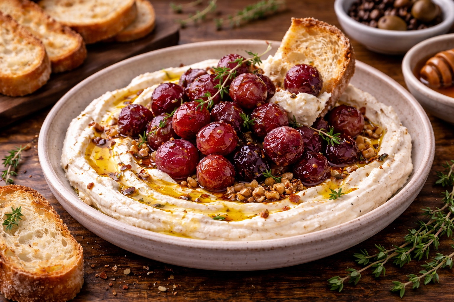 Whipped Feta with Roasted Grapes